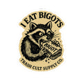 I EAT BIGOTS Sticker – Bold Raccoon Design | Anti-Bigot Kiss Cut Vinyl Decal | Trash Cult Supply Co.