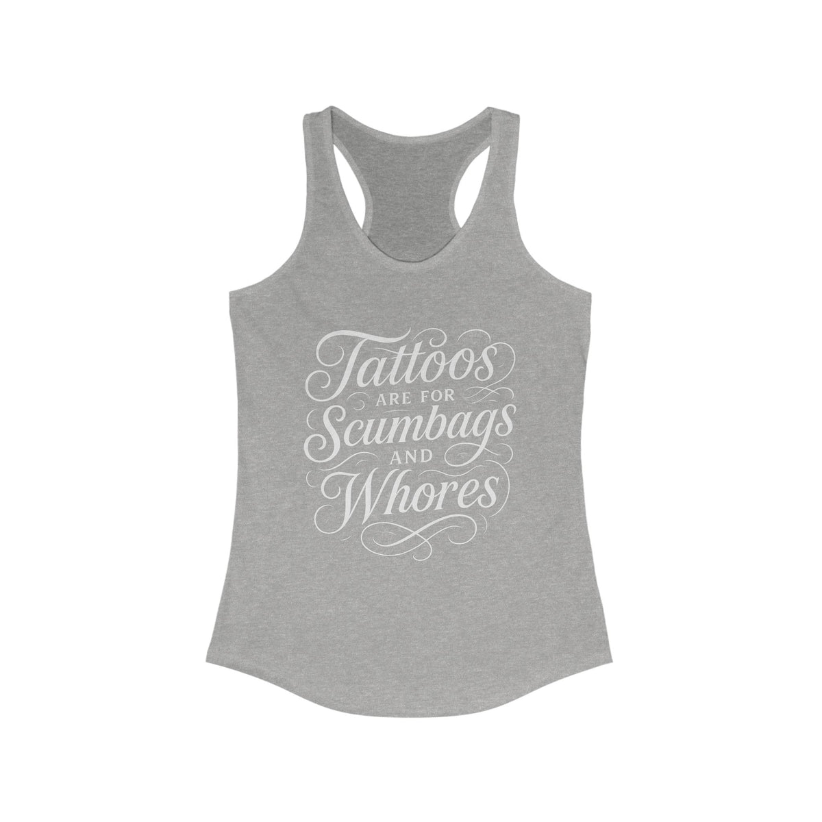 Bold Tattoo Statement Racerback Tank for Empowered Women, Casual Wear, Workout Top, Unique Gift, Festival Attire, Trendy Summer Tee