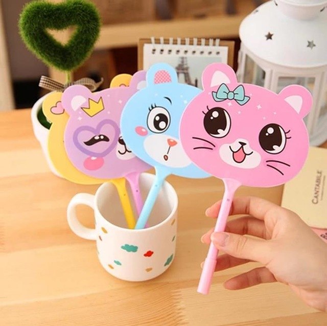 2 Pcs Creative Ballpoint Pens cartoon fan