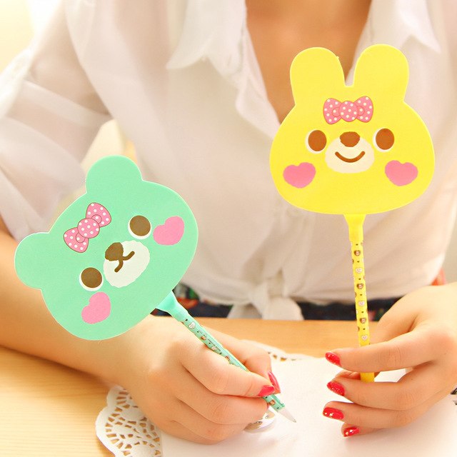 2 Pcs Creative Ballpoint Pens cartoon fan
