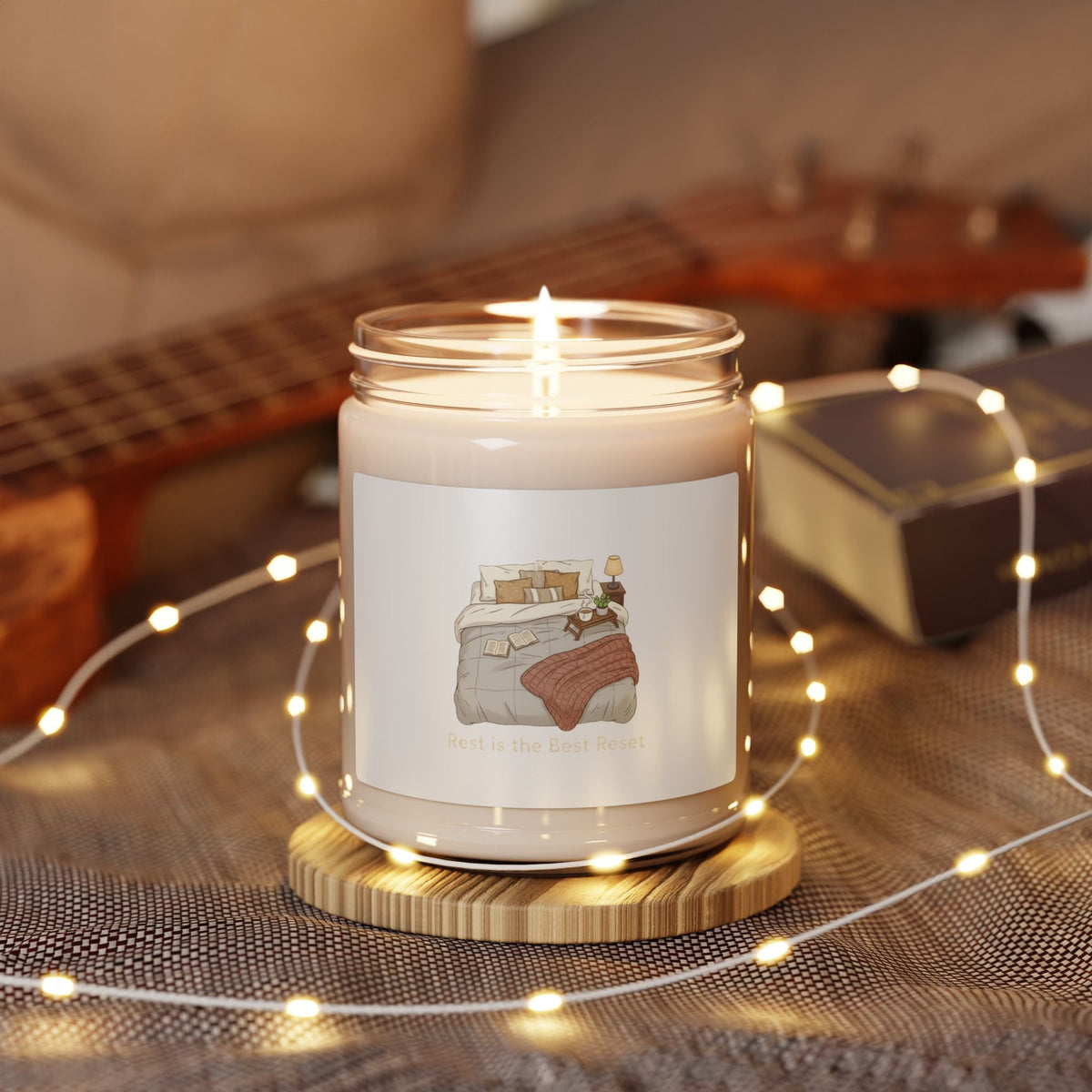 nap club bedroom illustration Scented Soy Candle | sleepy humor, restful vibes