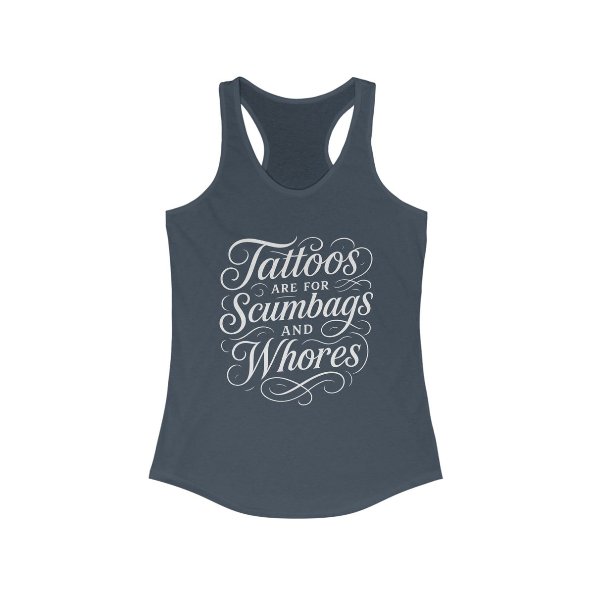 Bold Tattoo Statement Racerback Tank for Empowered Women, Casual Wear, Workout Top, Unique Gift, Festival Attire, Trendy Summer Tee