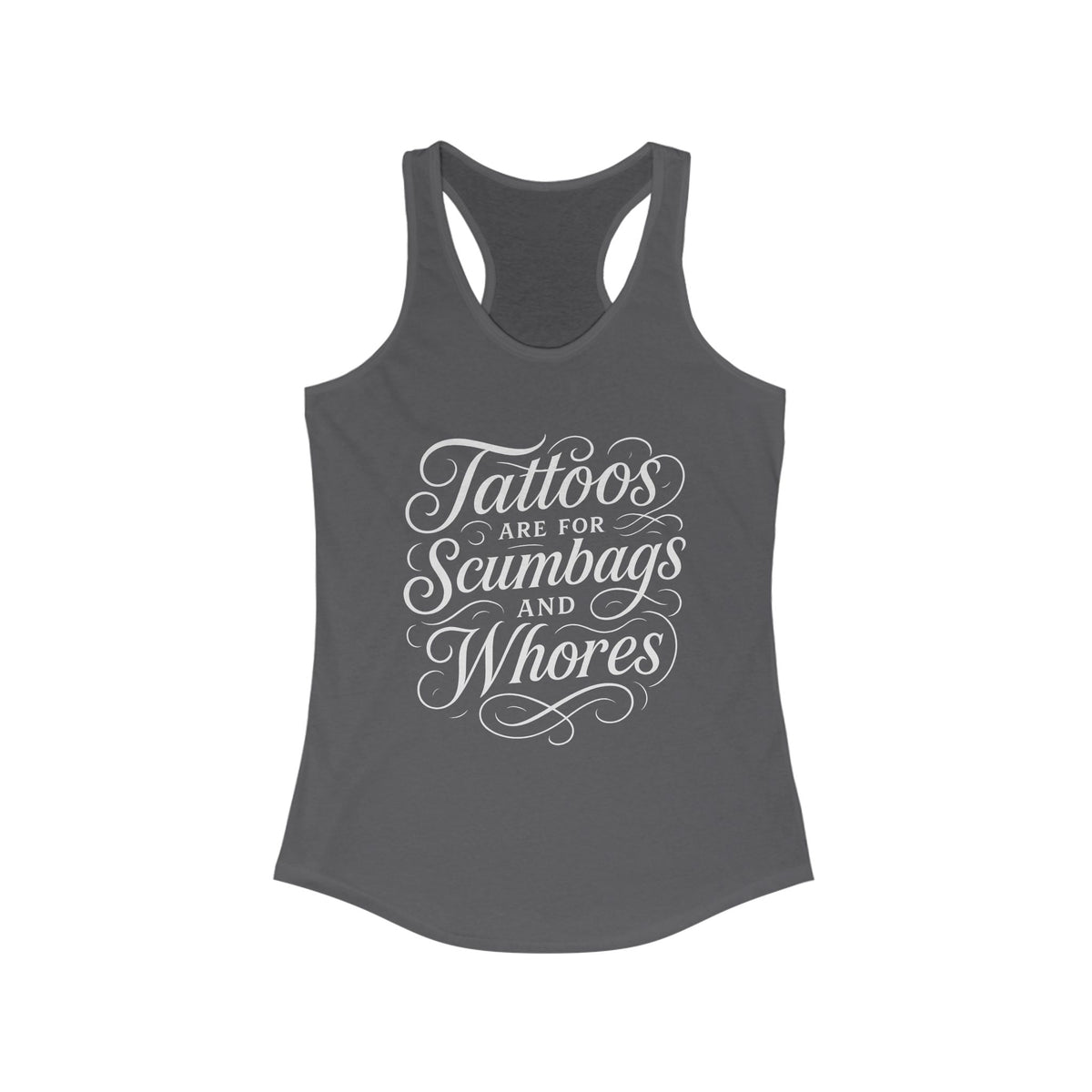 Bold Tattoo Statement Racerback Tank for Empowered Women, Casual Wear, Workout Top, Unique Gift, Festival Attire, Trendy Summer Tee