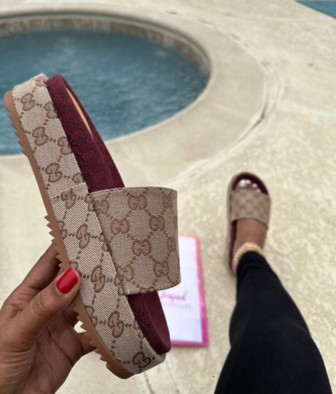 Designer-Inspired Monogram Slide Sandals