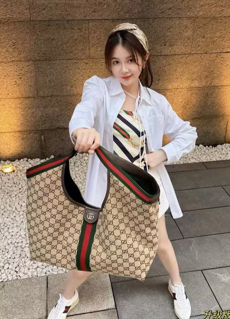 Luxury Stripe Tote Shoulder Bag