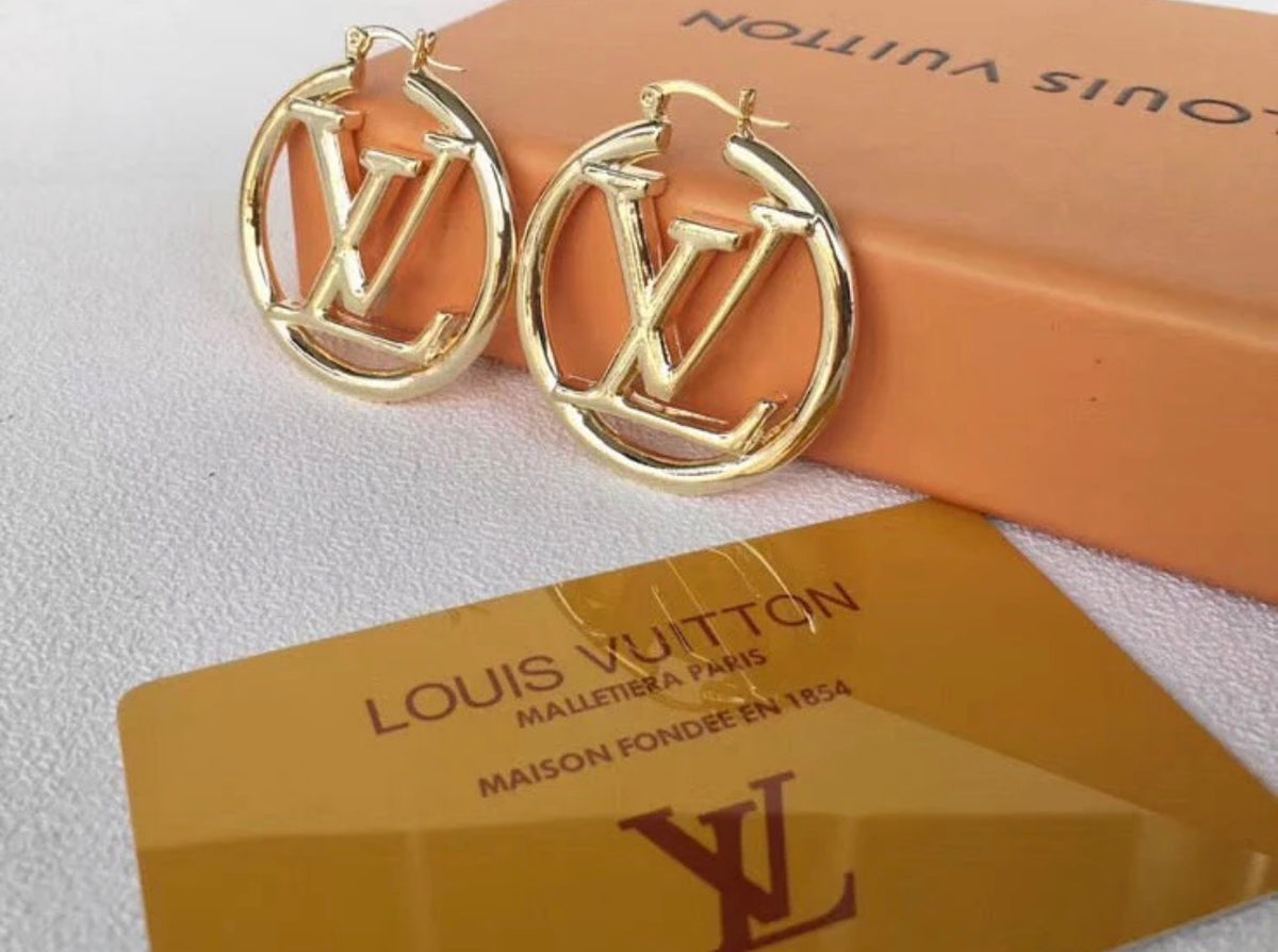 Round Logo-Style Stud Earrings