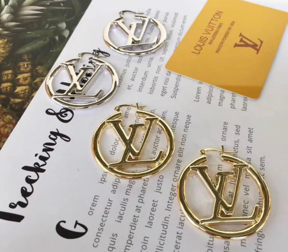 Round Logo-Style Stud Earrings