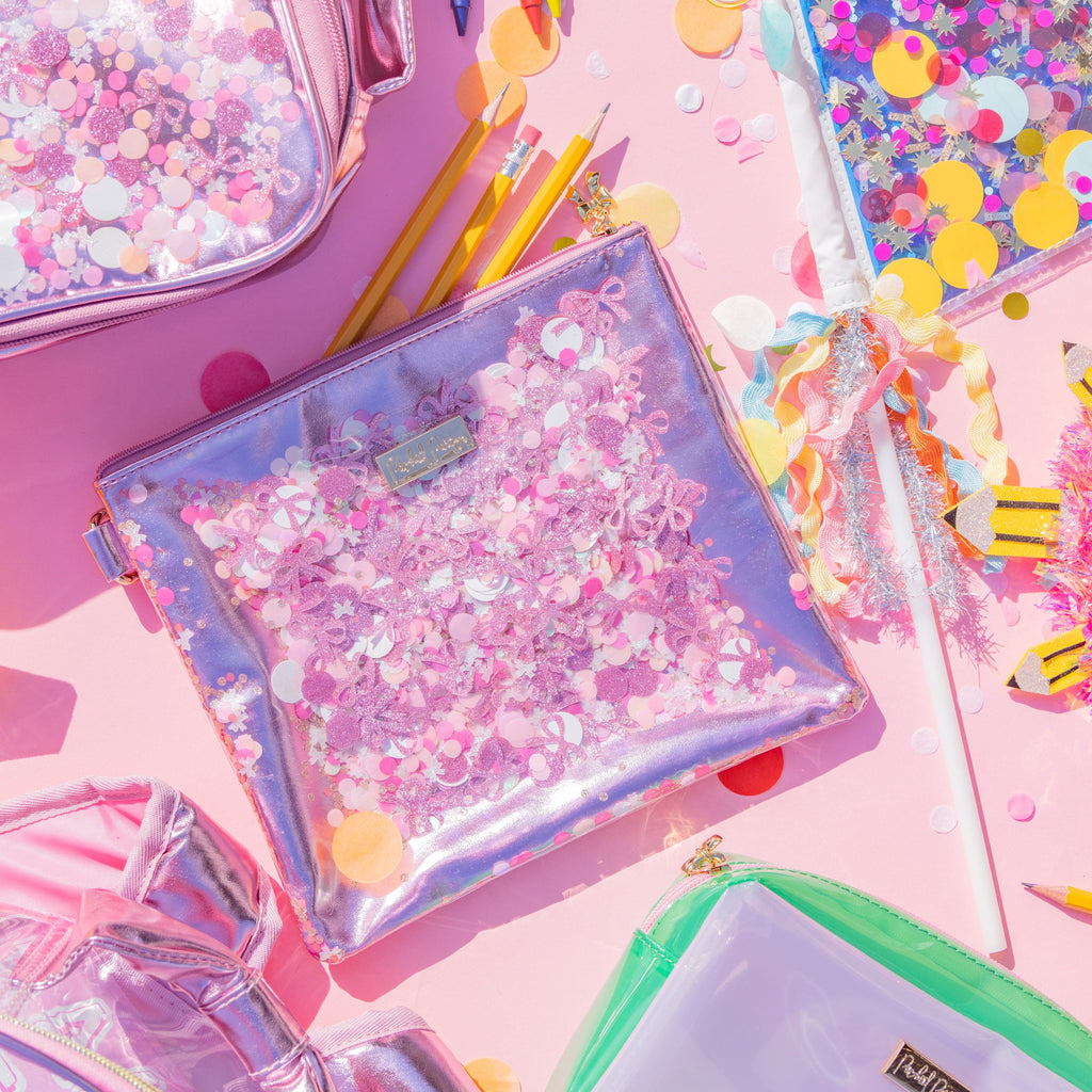 Pink Bow Confetti Everything Pouch