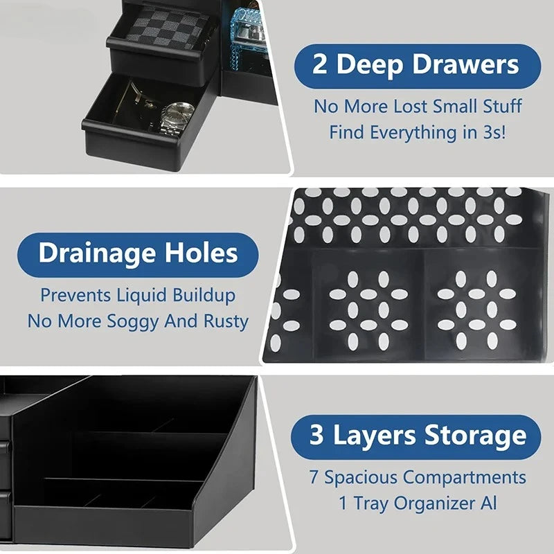 1pc Mens Fragrance Organizer, Perfume & Cologne Stand with Drawers,