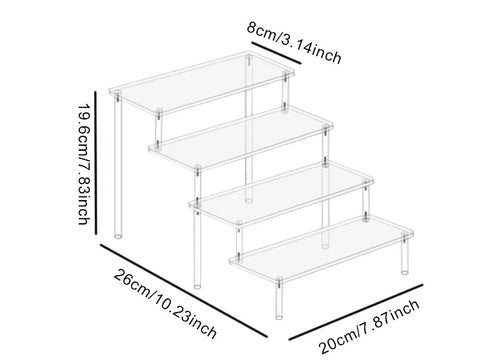 1-4 Tier Acrylic Display Stand Clear Display Riser Rack for Cupcake