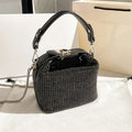 Luxury Designer Brand Silver Clutch Purse | Women's Evening Banquet Bag & Crystal Rhinestone Shoulder Bag (Fashion Handbags)