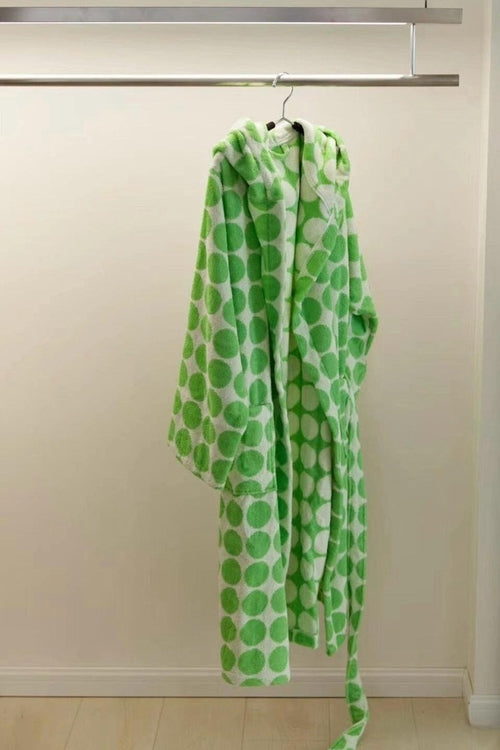 Whimsical Polka Dot Hooded Bath Robe - 100% Organic Long-stapled