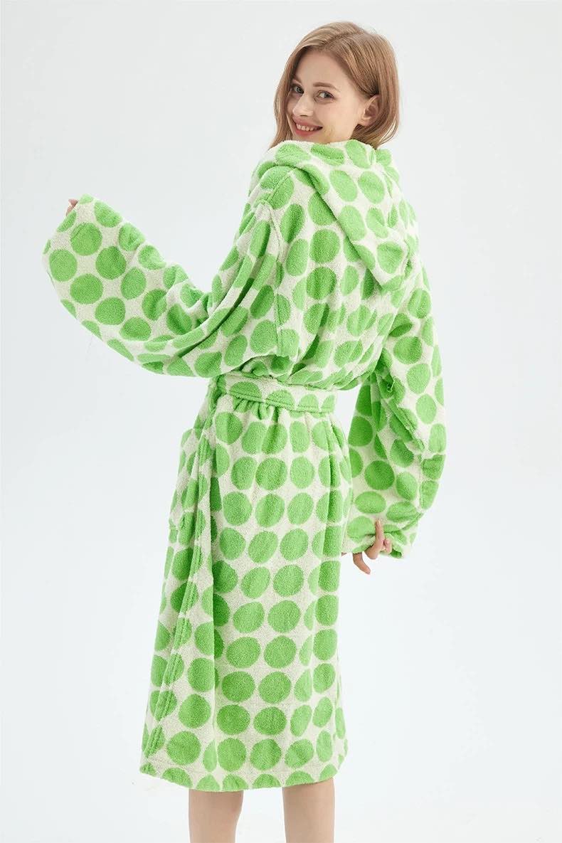 Whimsical Polka Dot Hooded Bath Robe - 100% Organic Long-stapled