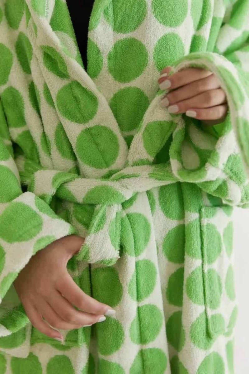 Whimsical Polka Dot Hooded Bath Robe - 100% Organic Long-stapled