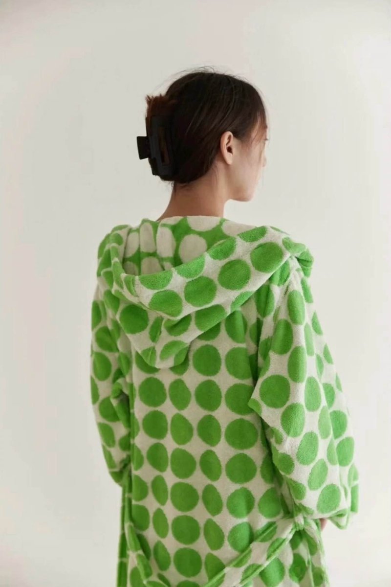Whimsical Polka Dot Hooded Bath Robe - 100% Organic Long-stapled