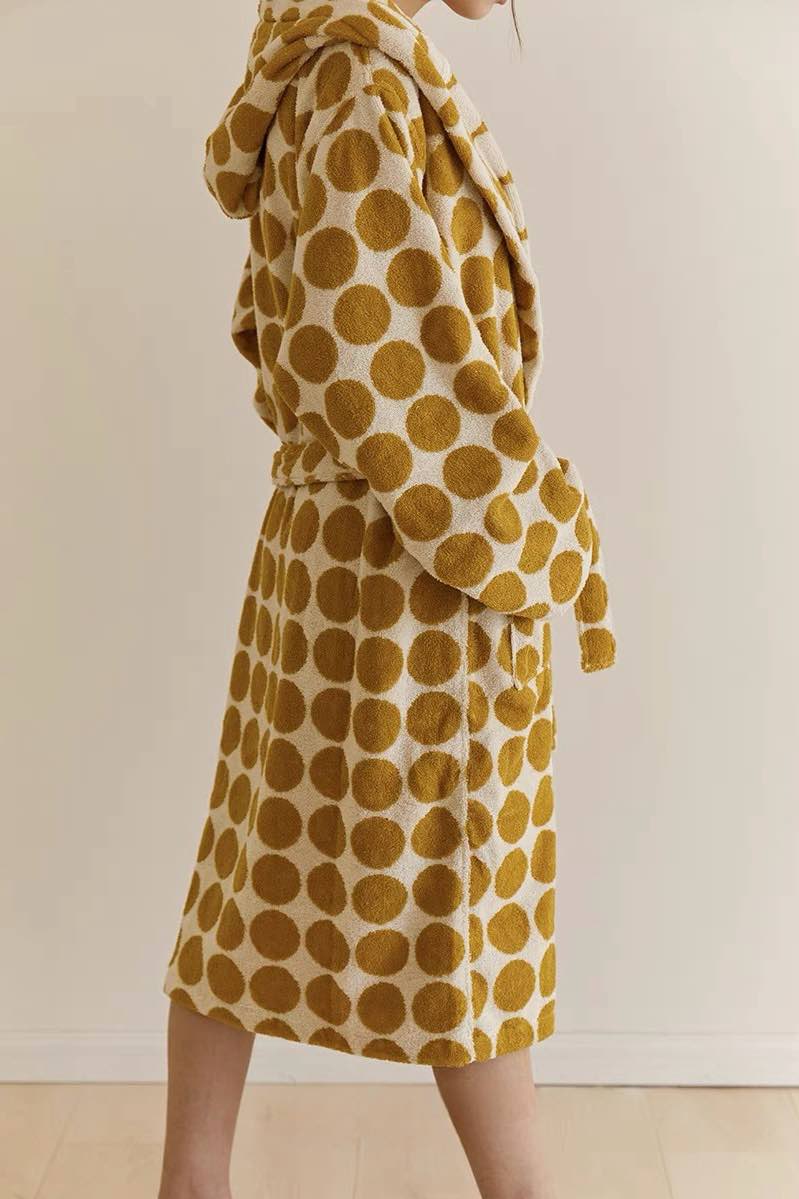 Whimsical Polka Dot Hooded Bath Robe - 100% Organic Long-stapled