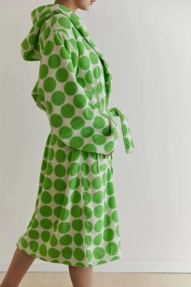 Whimsical Polka Dot Hooded Bath Robe - 100% Organic Long-stapled
