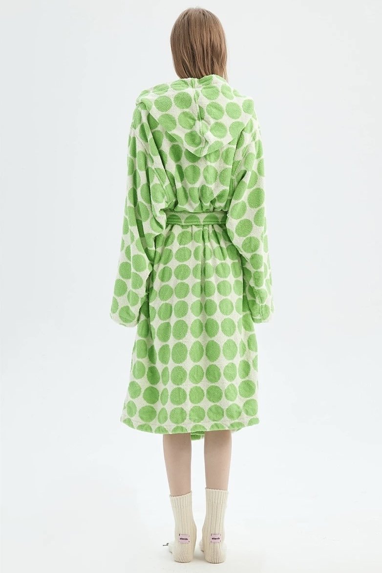 Whimsical Polka Dot Hooded Bath Robe - 100% Organic Long-stapled